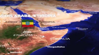 Addis Ababa ETHIOPIA 'dan Sydney' e bayrak iğneli uçuş