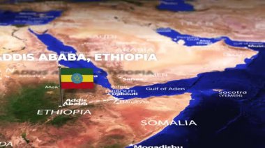 Addis Ababa ETHIOPIA 'dan Tokyo' ya bayrak iğneleriyle uçuş