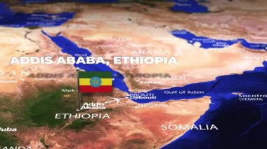 Addis Ababa ETHIOPIA 'dan Ulaanbaatar' a bayrak iğneleriyle uçuş