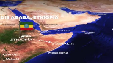Addis Ababa ETHIOPIA 'dan Wellington Yeni Zelanda' ya bayrak iğneli uçuş