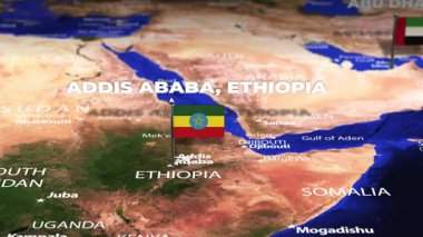 Addis Ababa ETHIOPIA 'dan Abu Dabi' ye bayrak iğneleriyle uçuş