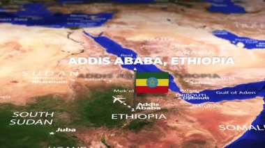 Addis Ababa ETHIOPIA 'dan Amsterdam' a bayrak iğneleriyle uçuş