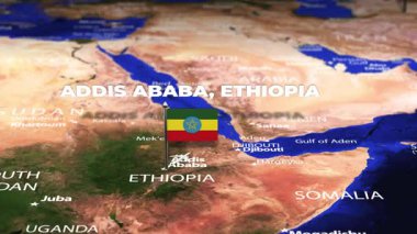 Addis Ababa ETHIOPIA 'dan Ashgabat Türkmenistan' a bayrak iğneleriyle uçuş