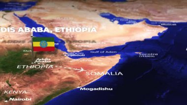 Addis Ababa ETHIOPIA 'dan Yeni Zelanda' ya bayrak iğneleriyle uçuş