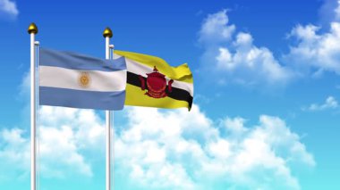 Kutupta alfa ile birlikte ARGENTINA ve BRUNEI bayrakları dalgalanıyor