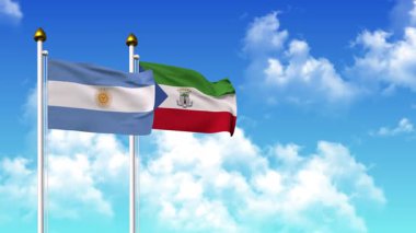 Kutupta alfa ile birlikte ARGENTINA ve Eşitlikçi Guinea bayrakları dalgalanıyor