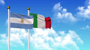 Kutupta alfa ile birlikte ARGENTINA ve ITALY bayrakları dalgalanıyor