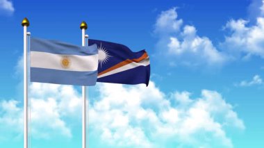 Kutuptaki ARGENTINA ve MARSHall adalarının bayrakları alfa ile birlikte sallanıyor