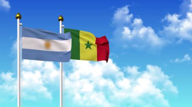 Kutupta alfa ile birlikte ARGENTINA ve SENEGAL bayrakları sallamak