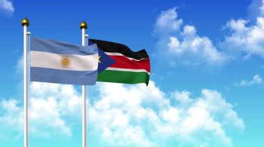 Kutuptaki ARGENTINA ve GÜNEY SUDAN bayrakları alfa ile birlikte sallanıyor