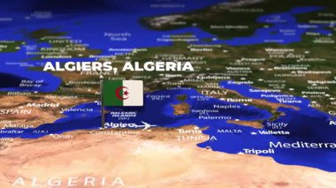 Cezayir 'den Taşkent' e bayrak iğneleriyle UZBEKISTAN 'a uçuş