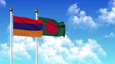 Kutupta alfa ile birlikte ARMENIA ve BANGLADESH bayrakları sallamak