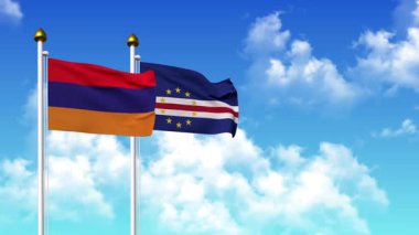 Kutup üzerinde alfa ile birlikte ARMENIA ve CAPE VERDE bayrakları dalgalanıyor