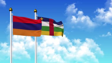 Kutupta alfa ile birlikte ARMENIA ve Orta Afrika Cumhuriyeti bayrakları dalgalandırılıyor