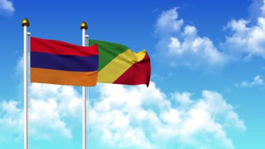 Kutupta alfa ile birlikte ARMENIA ve CONGO Cumhuriyetinin bayraklarını dalgalandırmak