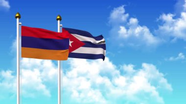 Kutupta alfa ile birlikte ARMENIA ve CUBA bayrakları dalgalanıyor