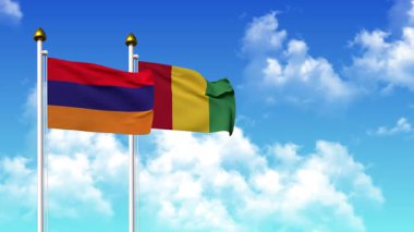 Direğin üzerinde alfa ile birlikte ARMENIA ve GUINEA bayrakları dalgalanıyor