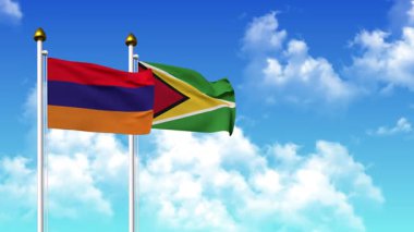 Kutupta alfa ile birlikte ARMENIA ve GUYANA bayrakları dalgalanıyor