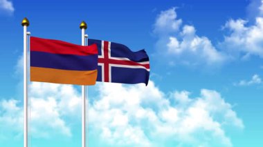 Kutupta alfa ile birlikte ARMENIA ve ICELAND bayrakları dalgalandırılıyor