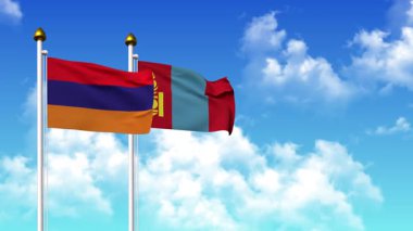 Direğin üzerinde alfa ile birlikte ARMENIA ve MonGOLIA bayrakları sallanıyor