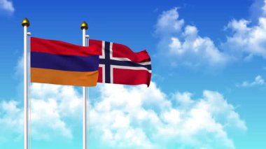 Kutupta alfa ile birlikte ARMENIA ve NORway bayrakları dalgalanıyor