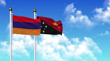 Kutupta alfa ile birlikte ARMENIA ve PAPUA Yeni GUINEA bayrakları dalgalanıyor