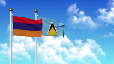 Kutupta alfa ile birlikte ARMENIA ve SAINT LUCIA bayrakları dalgalanıyor