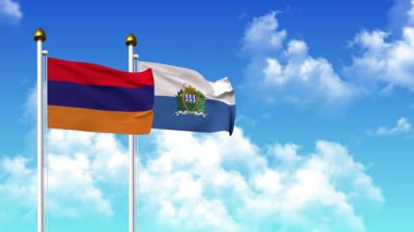 Direğin üzerinde alfa ile birlikte ARMENIA ve SAN MARINO bayrakları sallanıyor