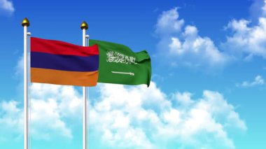 Kutupta alfa ile birlikte ARMENIA ve SAUDI ARABIA bayrakları dalgalandırmak