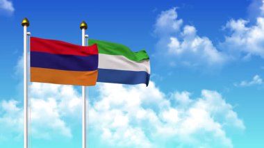 Kutupta alfa ile birlikte ARMENIA ve SIERRA LEone bayrakları dalgalandırılıyor