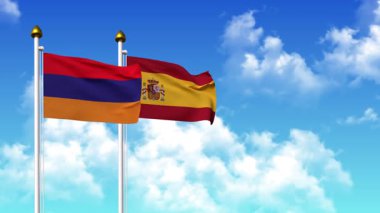 Kutupta alfa ile birlikte ARMENIA ve SPAIN bayrakları dalgalanıyor