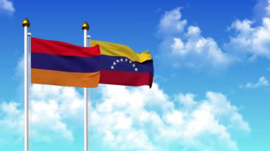 Kutupta alfa ile birlikte ARMENIA ve Venezuela bayrakları dalgalanması