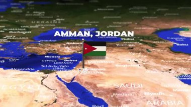 Amman JORDAN 'dan Addis Ababa ETHIOPIA' ya bayrak iğneli uçuş
