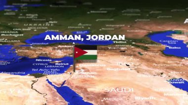 Amman JORDAN 'dan Ashgabat Türkmenistan' a bayrak iğneleriyle uçuş