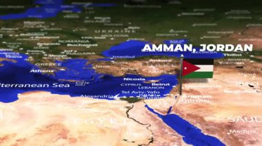Amman JORDAN 'dan Belmopan BELIZE' ye bayrak iğneleriyle uçuş