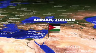 Amman JORDAN 'dan Brüksel' e bayrak iğneleriyle uçuş