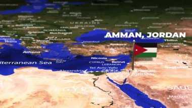 Amman JORDAN 'dan Guatemala City' ye bayrak iğneli uçuş