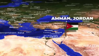 Amman JORDAN 'dan Kingston JAMAICA' ya bayrak iğneleriyle uçuş