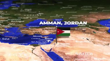 Amman JORDAN 'dan Londra' ya bayrak iğneleriyle uçuş