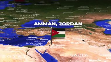 Amman JORDAN 'dan Riga LATVIA' ya bayrak iğneleriyle uçuş