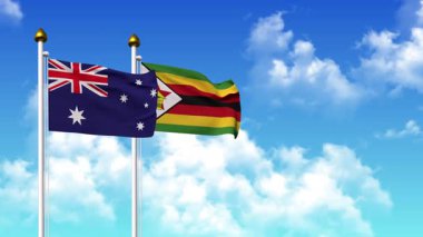 Kutuptaki AUSTRALIA ve ZIMBABWE bayrakları alfa ile birlikte sallanıyor