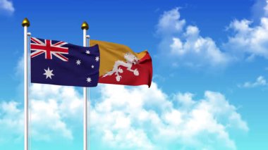 Kutupta alfa ile birlikte AUSTRALYA ve BHUTAN bayrakları dalgalanıyor