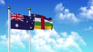 Kutupta alfa ile birlikte AUSTRALYA ve Orta Afrika Cumhuriyeti bayrakları dalgalanıyor