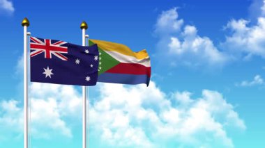 Kutupta alfa ile birlikte AUSTRALYA ve COMOROS bayrakları sallamak