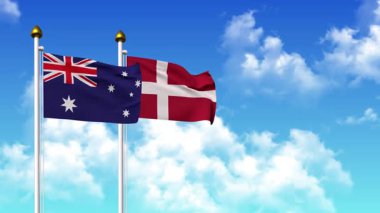 Kutuptaki AUSTRALIA ve DENMARK bayrakları alfa ile birlikte sallanıyor