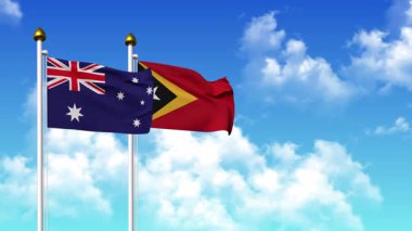 Kutupta alfa ile birlikte AUSTRALYA ve EAST TIMOR bayrakları dalgalanıyor