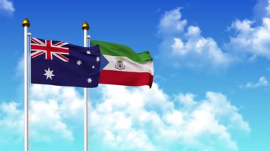 Kutuptaki AUSTRALYA ve Eşitlikçi Guinea bayraklarını alfa ile birlikte sallamak