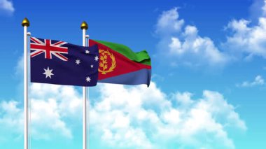 Kutupta alfa ile birlikte AUSTRALYA ve ERITREA bayrakları dalgalanıyor