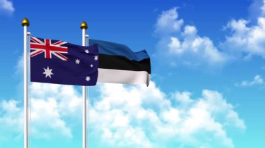 Kutupta alfa ile birlikte AUSTRALIA ve Estonya bayrakları dalgalanıyor