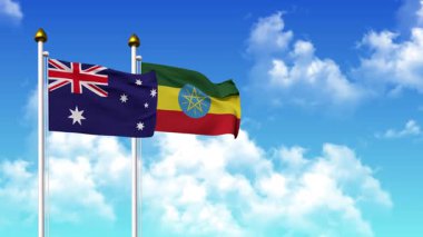 Kutupta alfa ile birlikte AUSTRALYA ve ETHIOPIA bayrakları dalgalanıyor